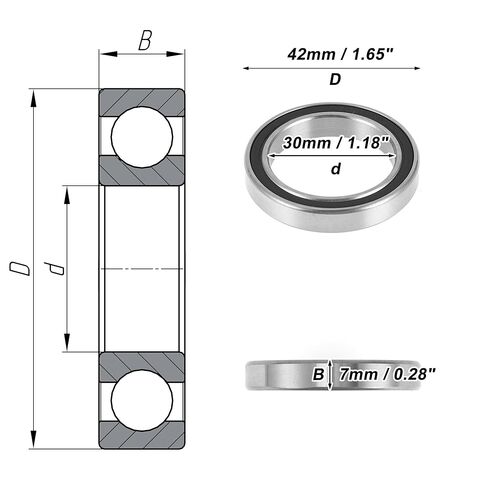 ACROPIX 6806-2RS Deep Groove Ball Bearings Lubricated Bearings Double Rubber Seal 30x42x7mm Black Silver Tone - Pack of 2 in Saudi Arabia