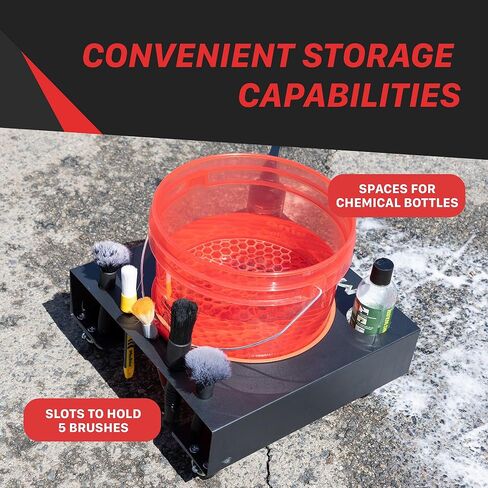 Maxshine Universal Steel Bucket Dolly | H12, Metal, 15.74"x15.74"x7.48" | Steel Construction, Integrated Tool Storage, Locking Wheels | Detailing Bucket Dolly Organizer in Saudi Arabia