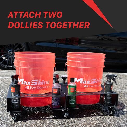 Maxshine Universal Steel Bucket Dolly | H12, Metal, 15.74"x15.74"x7.48" | Steel Construction, Integrated Tool Storage, Locking Wheels | Detailing Bucket Dolly Organizer in Saudi Arabia