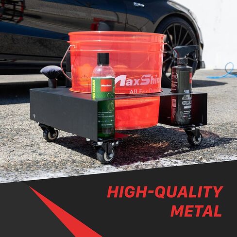 Maxshine Universal Steel Bucket Dolly | H12, Metal, 15.74"x15.74"x7.48" | Steel Construction, Integrated Tool Storage, Locking Wheels | Detailing Bucket Dolly Organizer in Saudi Arabia