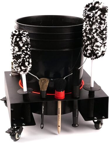Maxshine Universal Steel Bucket Dolly | H12, Metal, 15.74"x15.74"x7.48" | Steel Construction, Integrated Tool Storage, Locking Wheels | Detailing Bucket Dolly Organizer in Saudi Arabia