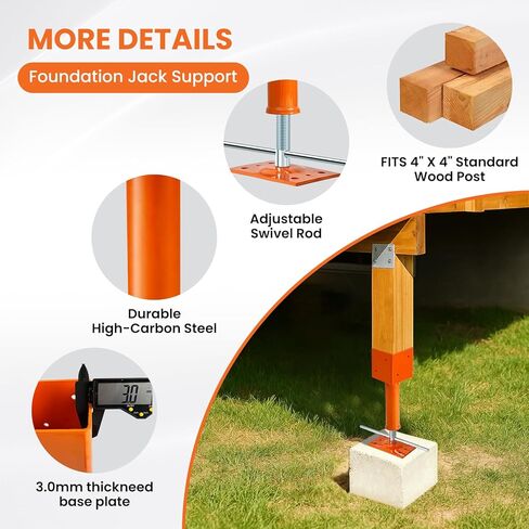 Screw Jack Post 1 Pack, 4"x4" Adjustable House Jacks for Leveling, 13"-19" Height Range, 24700 lbs Max Load Capacity, Heavy-Duty Steel Post for Crawlspace, Basement, and Foundation Repair in Saudi Arabia