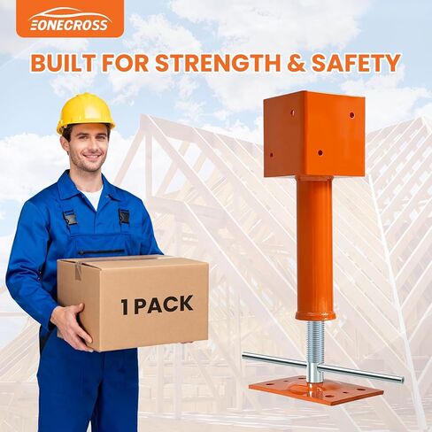 Screw Jack Post 1 Pack, 4"x4" Adjustable House Jacks for Leveling, 13"-19" Height Range, 24700 lbs Max Load Capacity, Heavy-Duty Steel Post for Crawlspace, Basement, and Foundation Repair in Saudi Arabia