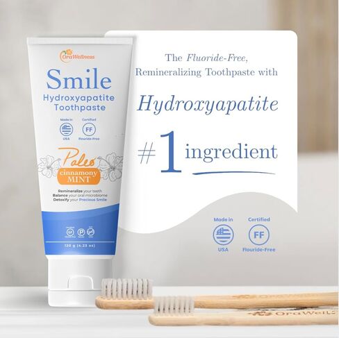 OraWellness Smile Hydroxyapatite Toothpaste with Remineralizing Xylitol & Non Nano Hydroxyapatite, Cinnamony Mint Toothpaste, American Made Fluoride Free Natural Tooth Repair & Teeth Whitening, 4.23oz in Saudi Arabia