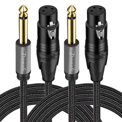 DREMAKE 2 Pack 3Pin XLR-Female to 1/4 Inch (Jack 6.35mm) TS Mono Interconnect Microphone Cable, 6FT Unbalanced Quarter inch TS Male to XLR Mic Cord for Dynamic Microphone Guitar Mixer Amplifier in Saudi Arabia