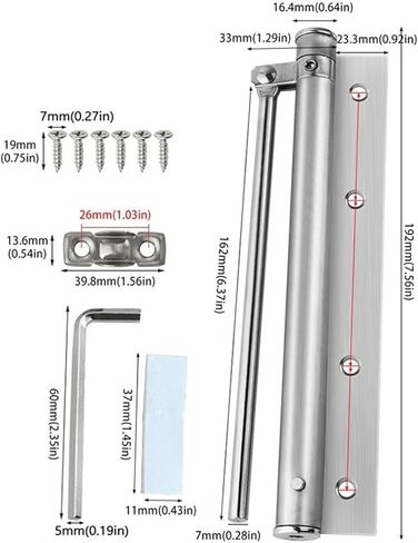 Adjustable Door Closer Stainless Steel Spring Soft Closing in Saudi Arabia