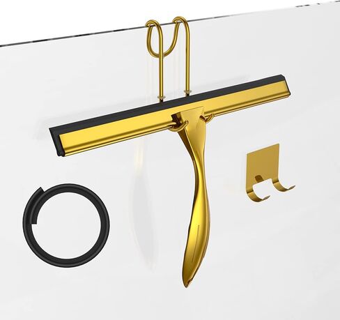 14-Inches Stainless Steel Shower Squeegee Set, Include Shower Door Hook, Adhesive Hook and Spare Silicone Blade, Window Squeegee for Shower Glass Door, Bathroom, Mirror, Window and Car Glass in Saudi Arabia