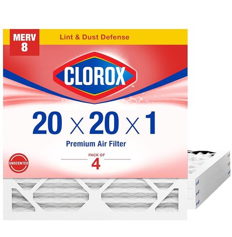 Clorox 20x20x1 Air Filter, MERV 8 Pleated HVAC AC Furnace Air Filters for Lint, Dust and Pollen, MPR 600 & FPR 5 – Pack of 4 in Saudi Arabia