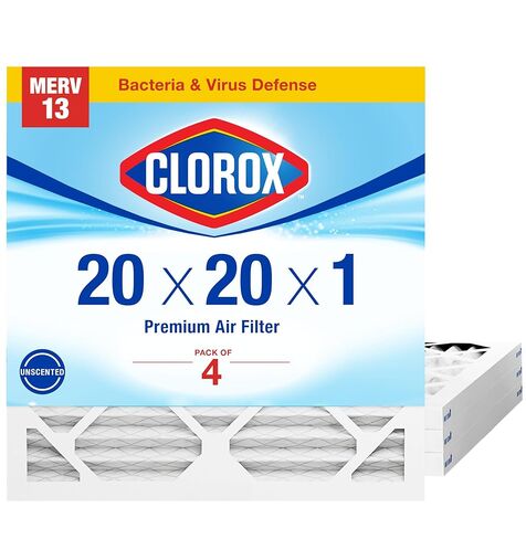 Clorox 20x20x1 Air Filter, MERV 8 Pleated HVAC AC Furnace Air Filters for Lint, Dust and Pollen, MPR 600 & FPR 5 – Pack of 4 in Saudi Arabia