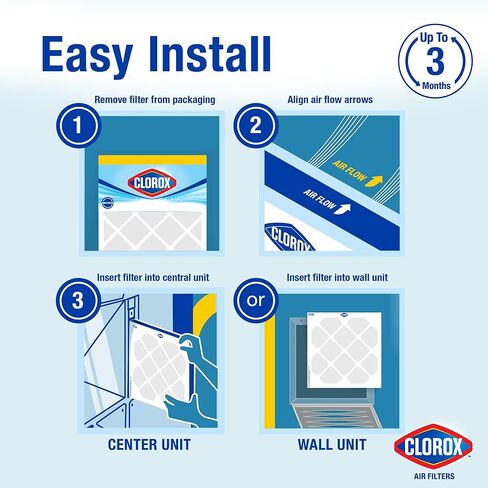 Clorox 20x20x1 Air Filter, MERV 8 Pleated HVAC AC Furnace Air Filters for Lint, Dust and Pollen, MPR 600 & FPR 5 – Pack of 4 in Saudi Arabia