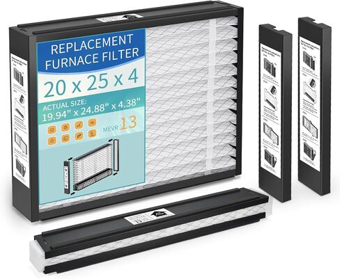 2-Pack 20x25x4 فلتر هواء بديل لهونيويل FC100A1037 MERV 13 الدفاع عن الحساسية والغبار، مرشحات فرن HVAC AC مطوية (الحجم الفعلي: 19.94 × 24.88 × 4.38 بوصة) in Kuwait