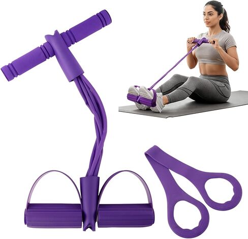Fitness Resistance Bands- 6 Tube Pedal Ankle Puller with Handle & Tensile Rope for Exercise Sit Up Exercise Equipment Elastic Home Gym Equipment for Women Men in Saudi Arabia