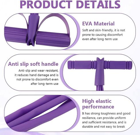 Fitness Resistance Bands- 6 Tube Pedal Ankle Puller with Handle & Tensile Rope for Exercise Sit Up Exercise Equipment Elastic Home Gym Equipment for Women Men in Saudi Arabia