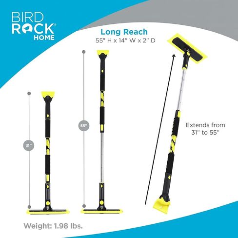 BIRDROCK HOME 39" Extendable Car Snow Brush with Detachable Wide Ice Scraper | 14" Foam Head for Windshield & Paint Safety | Lightweight Body, Ergonomic Grip | Ideal for Cars SUV & Small Trucks Yellow in Saudi Arabia