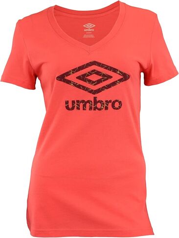 Umbro Ladies Crackle Rose Logo Ss Tee Coral Canyon/Maroon Size S in Saudi Arabia