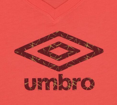 Umbro Ladies Crackle Rose Logo Ss Tee Coral Canyon/Maroon Size S in Saudi Arabia
