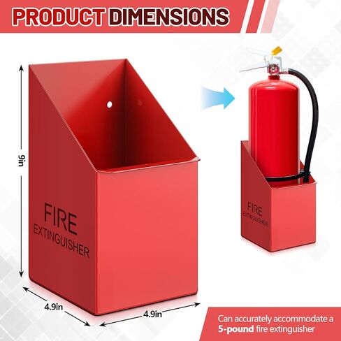 Pelopy Fire Extinguisher Mount Wall Hook Bracket Include Screws, Fit 5lb Extinguishers, Easy to Install, Red Fire Extinguisher Holder for School Garage Vehicle Boat Truck Home Use in Saudi Arabia