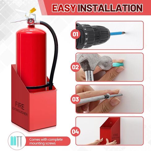 Pelopy Fire Extinguisher Mount Wall Hook Bracket Include Screws, Fit 5lb Extinguishers, Easy to Install, Red Fire Extinguisher Holder for School Garage Vehicle Boat Truck Home Use in Saudi Arabia