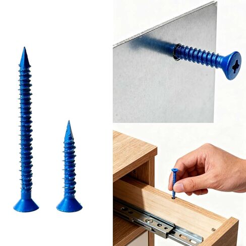 20-Pack Blue Concrete Screws Kit with Drill Bit & Driver, 3/16-in x 1-1/4-in & 2-1/4-in Flat Head Masonry Screws for Brick, Block, Concrete (20, Blue, 3/16" x1-1/4 and 3/16" x2-1/4) in Kuwait