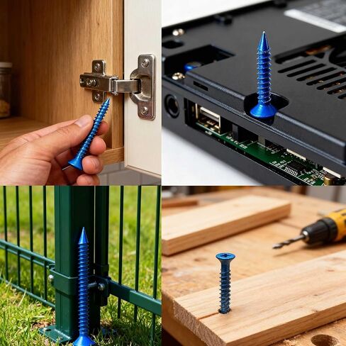 20-Pack Blue Concrete Screws Kit with Drill Bit & Driver, 3/16-in x 1-1/4-in & 2-1/4-in Flat Head Masonry Screws for Brick, Block, Concrete (20, Blue, 3/16" x1-1/4 and 3/16" x2-1/4) in Kuwait