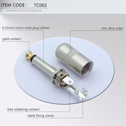 20 قطعة/الوحدة 1/4 بوصة التوصيل جاك 6.35 مللي متر موصل ذكر أحادي مع تأثيرات الذيل الربيع موصل ميكروفون الدواسة in Kuwait