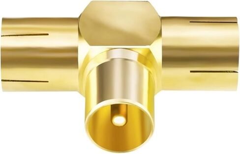 2 Way T V T-Type Splitter Adapter TV Aerial Antenna Plug Connector Coaxial Cable Male to 2X Female Connectors Adapter 1Pcs in Saudi Arabia