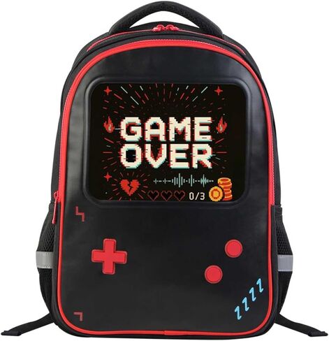 Gamer Backpack for Boys | 17" School Bookbag with Leather Front Panel | Schoolbag for Boy Kids Teen Age 6-12 | Backpacksfor Kids Children Teens | 2 Compartments, Padded Straps in Saudi Arabia