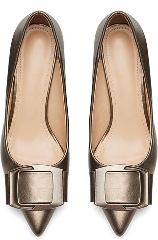 كعب Slingback للنساء، مقدمة مدببة أنيقة، أحذية للحفلات، الزفاف، المكتب، ذهبي، فضي، أحمر، بني، جلد الثعبان in Kuwait