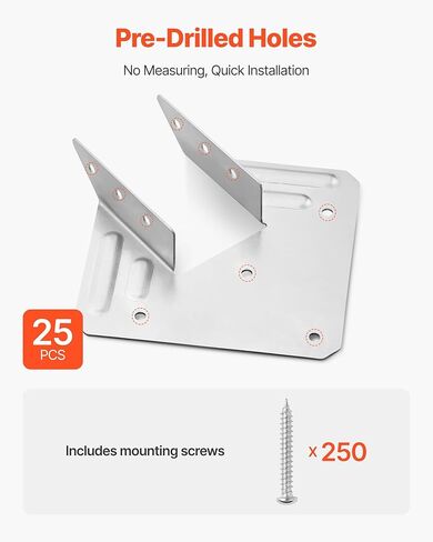 VEVOR Hurricane Ties for Rafter, Inner Size 5.31x1.57x2.48 in / 135x40x63 mm, Heavy Duty Hurricane Straps, Heavy Duty Rafter Ties Brackets Joist Hangers for Roof Beam Wooden Construction, 25 Pcs in Saudi Arabia