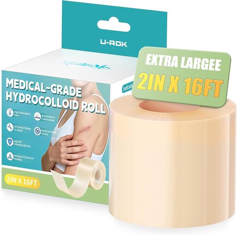 Hydrocolloid Roll for Wound Care - 2in x 16ft, Cut-to-Size, Extra Large Hydrocolloid Patch Bandages with Self-Adhesive, Ultra Absorbent, Flexible & Waterproof, First Aid Kit Essential in Saudi Arabia
