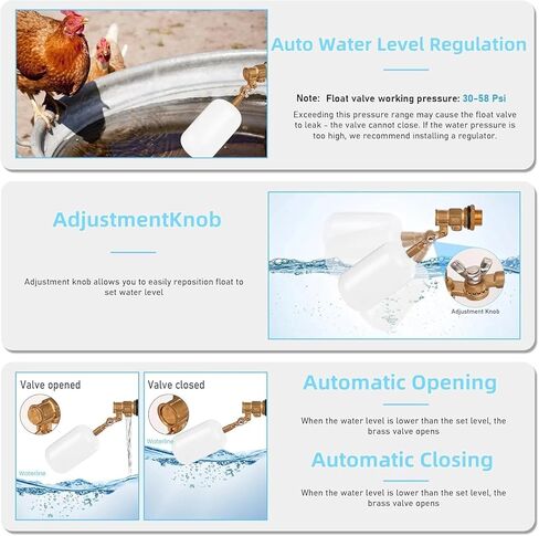 صمام تعويم المياه 1/2 بوصة صمام تعويم نحاسي مع صمام كرة تعويم بلاستيكي للمياه التحكم التلقائي في مستوى المياه لخزان مياه الماشية وأحواض السمك والزراعة المائية in Kuwait