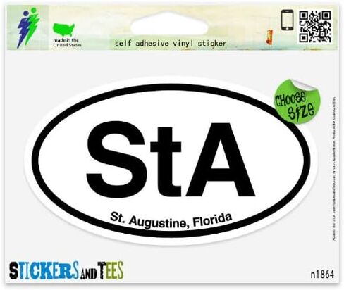STA St Augustine Florida Oval Vinyl Car Bumper Window Sticker 3" x 2" in Saudi Arabia