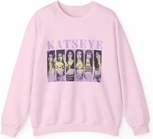 Handmade KATS.EYE Vintage Style Photo Collage Sweatshirt, Pink Retro Pop Music Casual Streetwear Crewneck, Katse.ye Merch Multicolor Unisex Kids Youth in Saudi Arabia