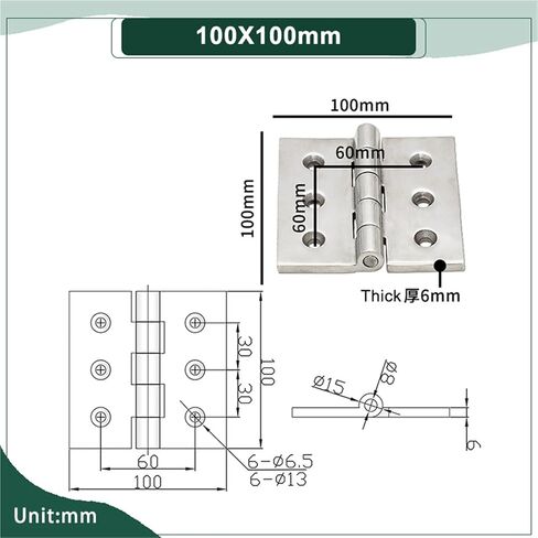 Accessories 304 Stainless Steel Hardware Folding Hinge 1Pcs(100X100mm) in Saudi Arabia