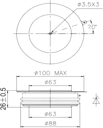 الثايرستور Y65KPC ثايرستور التحكم في الطور Y65KPC 2500А (400V - 1000V) in Saudi Arabia