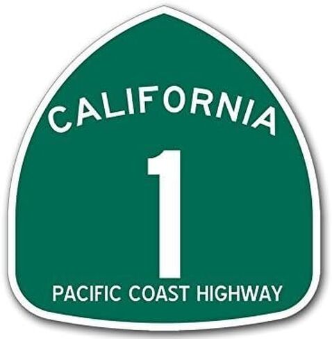 ملصق لاصق على شكل علامة الطريق السريع Green California 1 PCH Pacific Coast Highway (Road rv ca Travel) الحجم: 4 × 4 بوصة in Saudi Arabia
