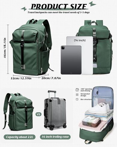 حقيبة ظهر للسفر من سيفيو مع مضخة كهربائية، حقيبة أغراض شخصية مقاومة للماء، حقيبة كمبيوتر محمول مضادة للسرقة للنساء والرجال للعمل/الرحلة/صالة الألعاب الرياضية مع حقيبة مبللة وحجرة للأحذية، بيج in Kuwait