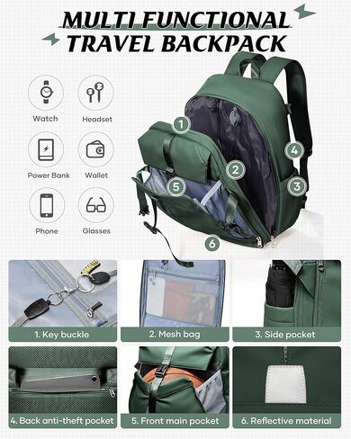 حقيبة ظهر للسفر من سيفيو مع مضخة كهربائية، حقيبة أغراض شخصية مقاومة للماء، حقيبة كمبيوتر محمول مضادة للسرقة للنساء والرجال للعمل/الرحلة/صالة الألعاب الرياضية مع حقيبة مبللة وحجرة للأحذية، بيج in Kuwait