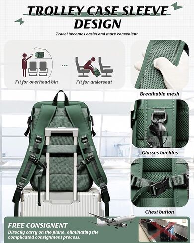 حقيبة ظهر للسفر من سيفيو مع مضخة كهربائية، حقيبة أغراض شخصية مقاومة للماء، حقيبة كمبيوتر محمول مضادة للسرقة للنساء والرجال للعمل/الرحلة/صالة الألعاب الرياضية مع حقيبة مبللة وحجرة للأحذية، بيج in Kuwait