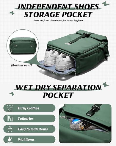 حقيبة ظهر للسفر من سيفيو مع مضخة كهربائية، حقيبة أغراض شخصية مقاومة للماء، حقيبة كمبيوتر محمول مضادة للسرقة للنساء والرجال للعمل/الرحلة/صالة الألعاب الرياضية مع حقيبة مبللة وحجرة للأحذية، بيج in Kuwait