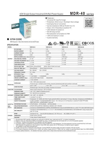 MDR-40-48 39.8W Single Output Industrial DIN Rail Power Supply MDR-40 48V 0.83A in Saudi Arabia