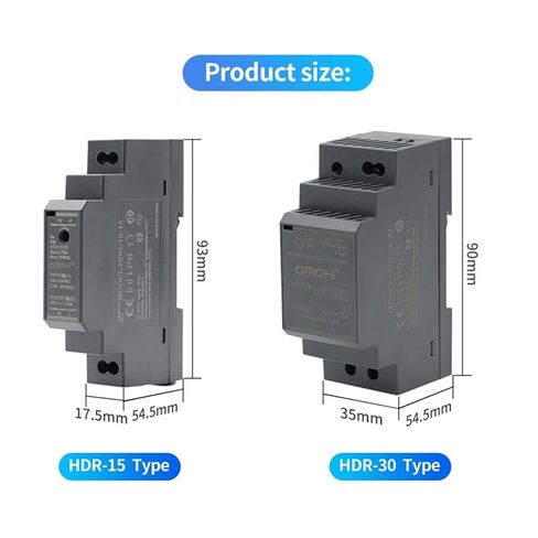1PCS DIN Rail Switching Power Supply SMPS 100-240VAC 140-340VDC HDR-15W 30W 60W 100W Voltage 5V 12V 24V 48V Current 0-7.1A Mini Slim(HDR-30,12V) in Saudi Arabia