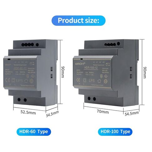 1PCS DIN Rail Switching Power Supply SMPS 100-240VAC 140-340VDC HDR-15W 30W 60W 100W Voltage 5V 12V 24V 48V Current 0-7.1A Mini Slim(HDR-30,12V) in Saudi Arabia