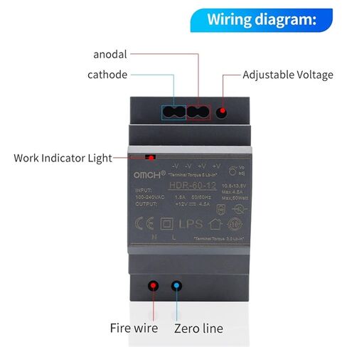 1PCS DIN Rail Switching Power Supply SMPS 100-240VAC 140-340VDC HDR-15W 30W 60W 100W Voltage 5V 12V 24V 48V Current 0-7.1A Mini Slim(HDR-30,12V) in Saudi Arabia