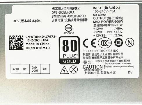 for 7080 7070 7060 3050 MT Power Supply 600W DPS-600EM-00 A CN-0T8M40 0T8M40 T8M40 8+4pins in Kuwait