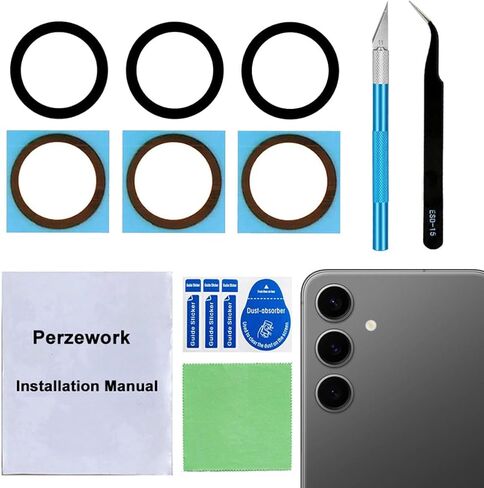 2 Sets Rear Back Camera Lens Glass Replacement for Samsung Galaxy S24 FE 6.7-inches with pre-Installed Adhesive and Reparing Toolkit in Saudi Arabia