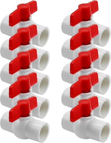 Coshar PVC Ball Valve 1/2" Slip PVC Ball Valve With Turn Handle Water Shut Off Valves for Water Project Control,Swimming Pool,Irrigation System(10Pcs,1/2") in Saudi Arabia