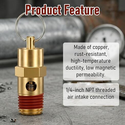 1/4" NPT Air Compressor Pressure Relief Valve, 1/4" Male NPT Brass Safety Valve 150 PSI Pressure Relief Air Check Valves Tank Pop Off Valve with Secure Pressure Regulation for Compressors in Saudi Arabia
