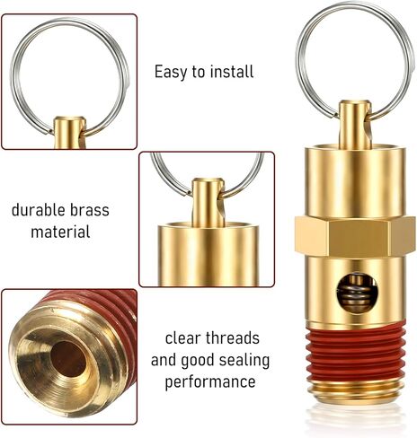 1/4" NPT Air Compressor Pressure Relief Valve, 1/4" Male NPT Brass Safety Valve 150 PSI Pressure Relief Air Check Valves Tank Pop Off Valve with Secure Pressure Regulation for Compressors in Saudi Arabia