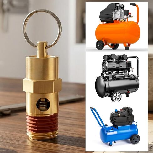 1/4" NPT Air Compressor Pressure Relief Valve, 1/4" Male NPT Brass Safety Valve 150 PSI Pressure Relief Air Check Valves Tank Pop Off Valve with Secure Pressure Regulation for Compressors in Saudi Arabia